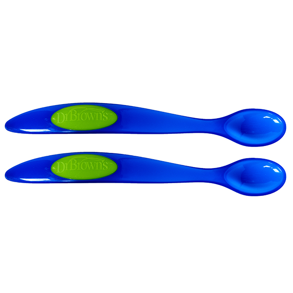azul 2 cucharas para bebés de silicona azul 